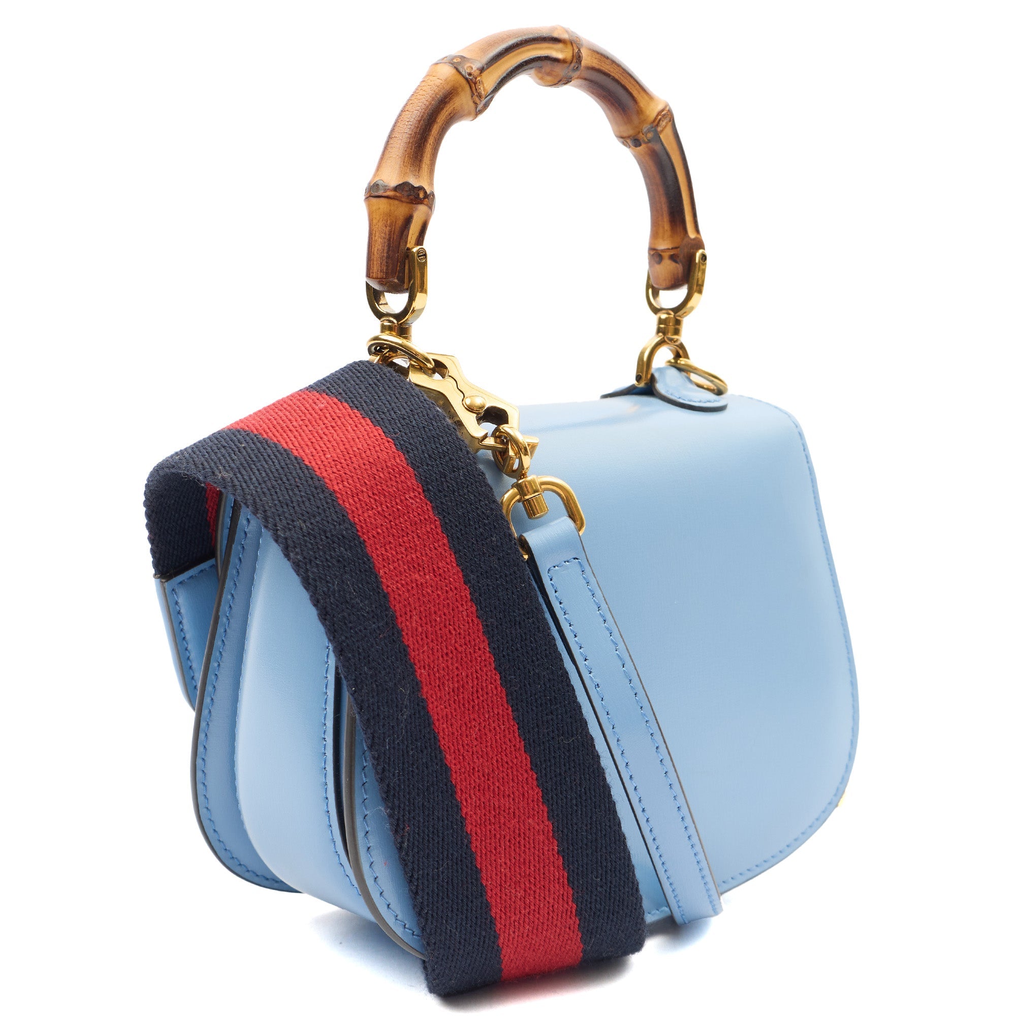 Gucci Top Handle Bamboo Top Handle in Blue, Patent Leather — Alternate View 8