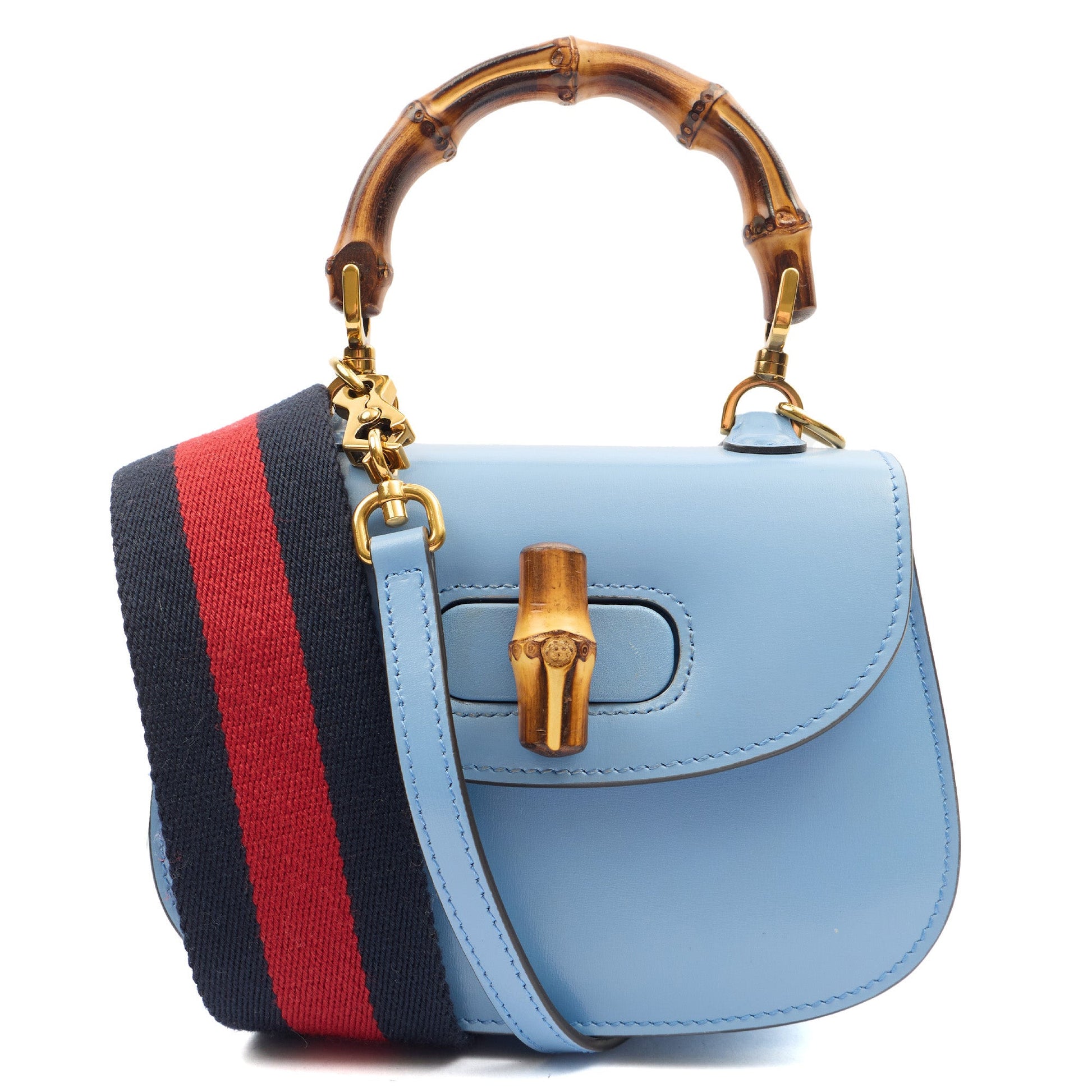 Gucci Top Handle Bamboo Top Handle in Blue, Patent Leather — Alternate View 7