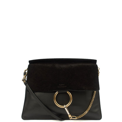 Chloe Shoulder Bag Faye - Medium in Black, Leather — Front View
