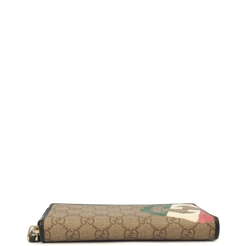 Gucci Wallet Guccissima Zip Around Wallet in GG Supreme, Leather — Top View