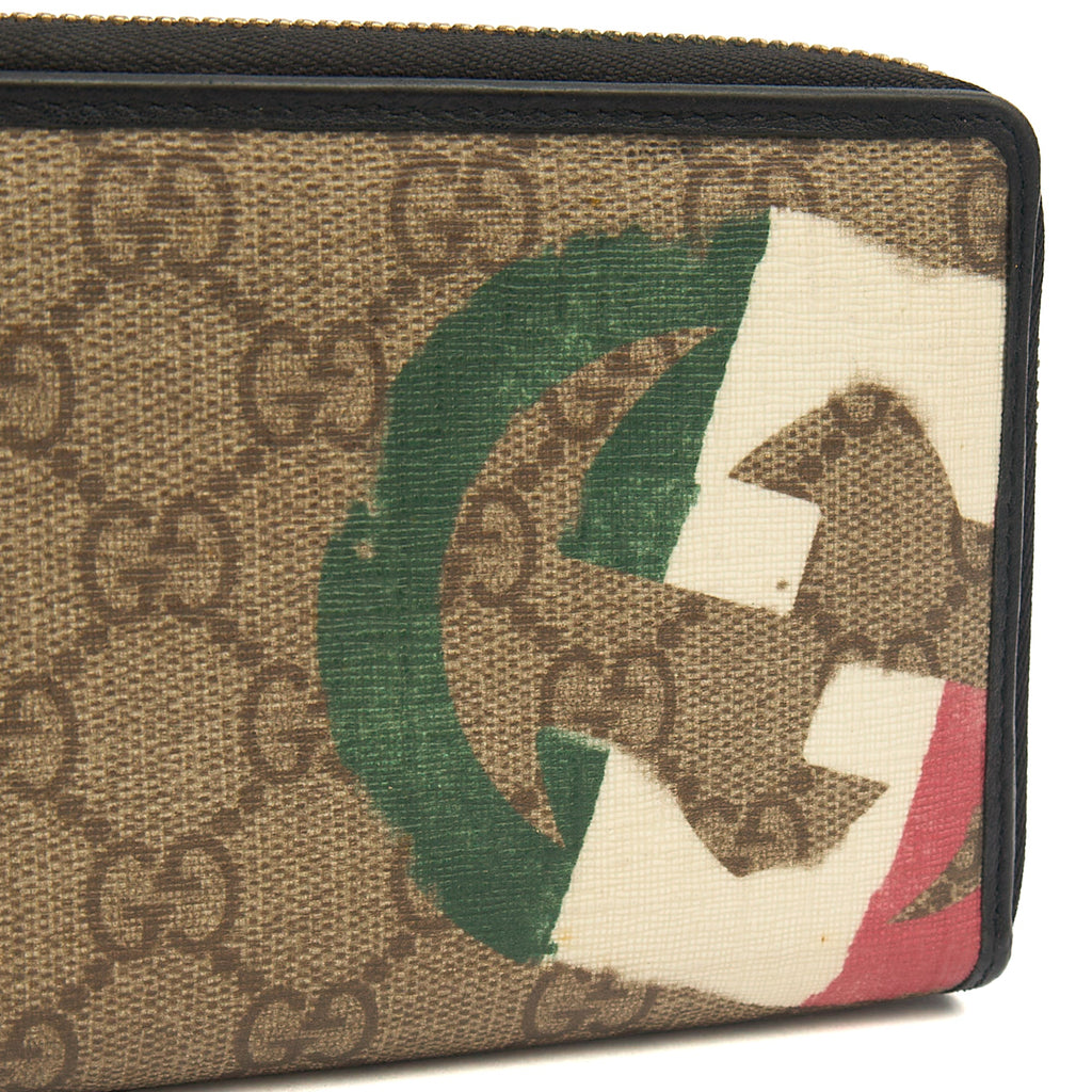 Gucci Wallet Guccissima Zip Around Wallet in GG Supreme, Leather — Lifestyle View