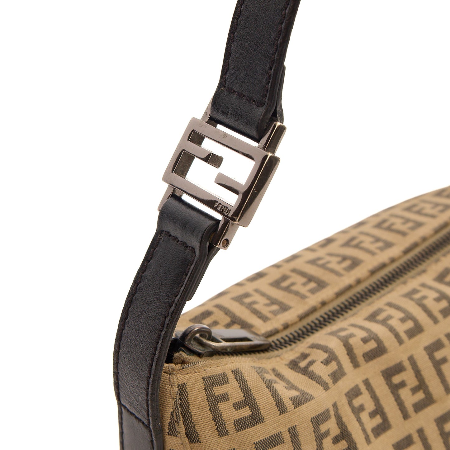 Fendi Shoulder Bag Vintage Zucca Shoulder Bag in Zucca FF, Canvas — Back View