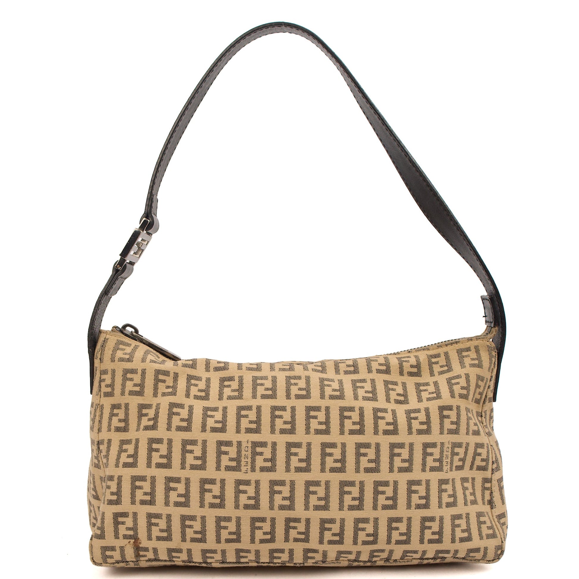 Fendi Shoulder Bag Vintage Zucca Shoulder Bag in Zucca FF, Canvas — Front View