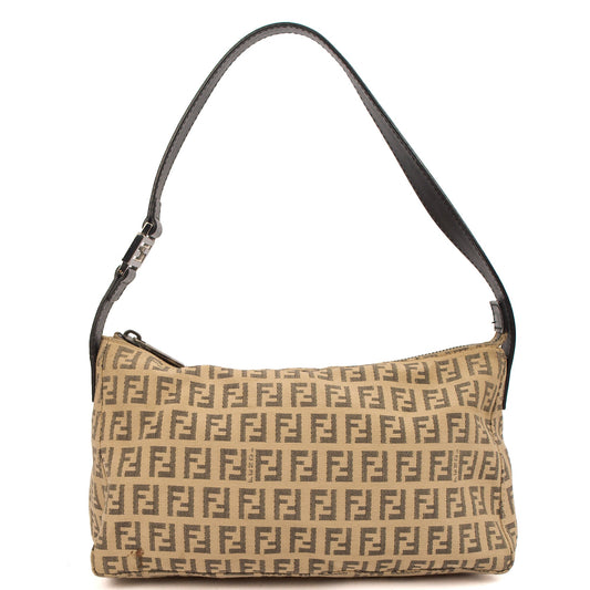 Fendi Shoulder Bag Vintage Zucca Shoulder Bag in Zucca FF, Canvas — Front View