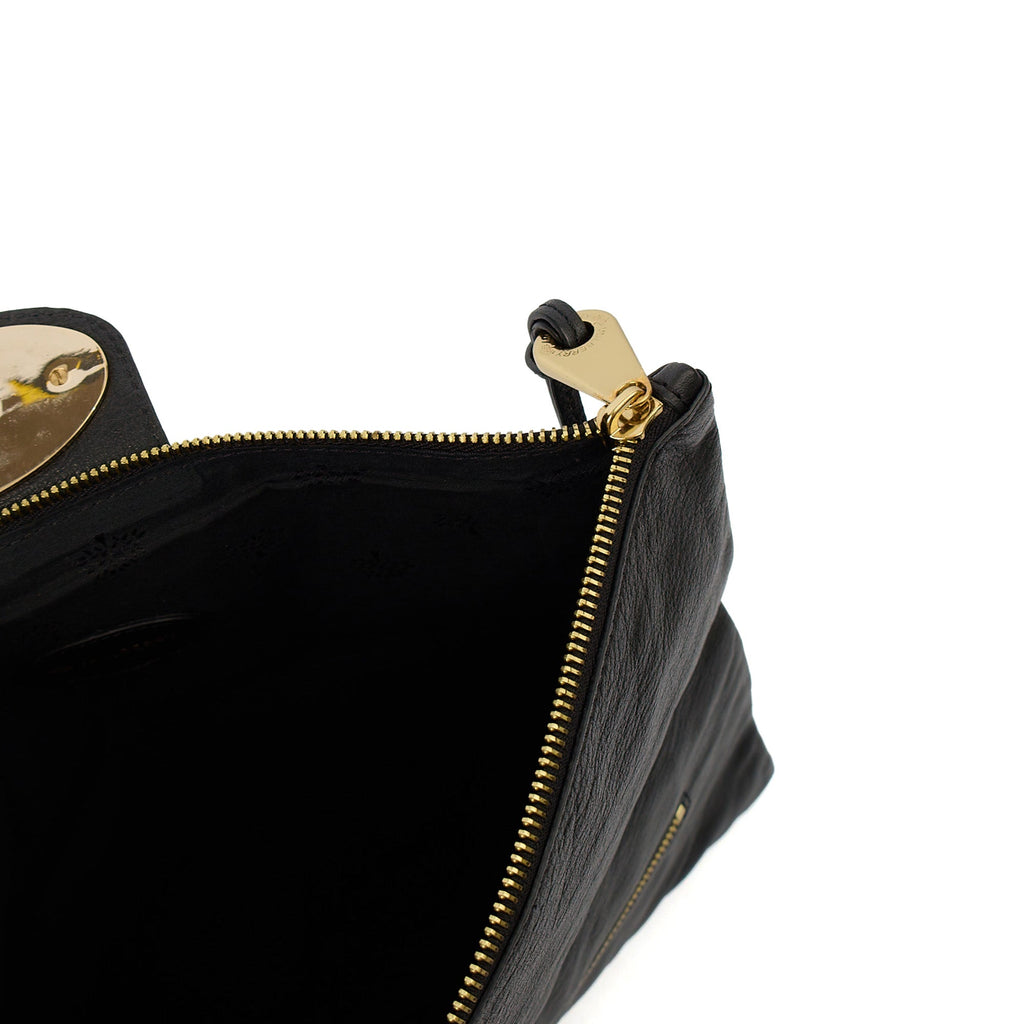Mulberry Clutch Postman's Lock Clutch in Black, Calfskin Leather — Lifestyle View