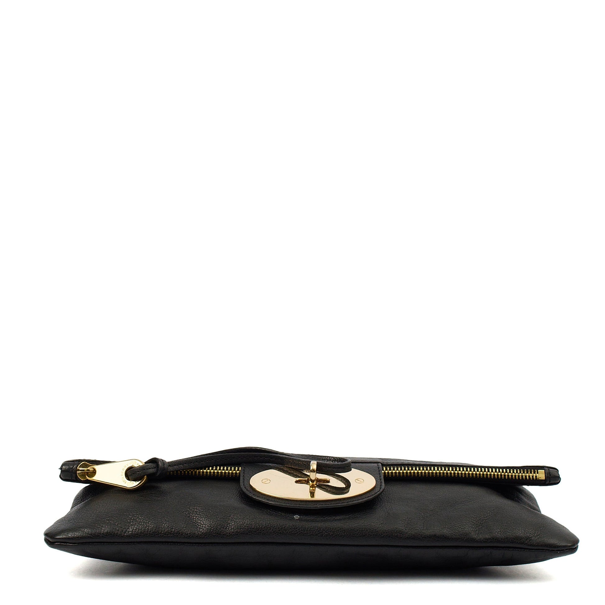 Mulberry Clutch Postman's Lock Clutch in Black, Calfskin Leather — Detail View