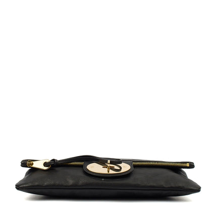 Mulberry Clutch Postman's Lock Clutch in Black, Calfskin Leather — Detail View