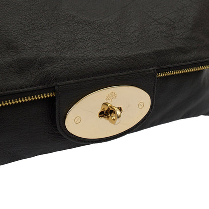 Mulberry Clutch Postman's Lock Clutch in Black, Calfskin Leather — Side View