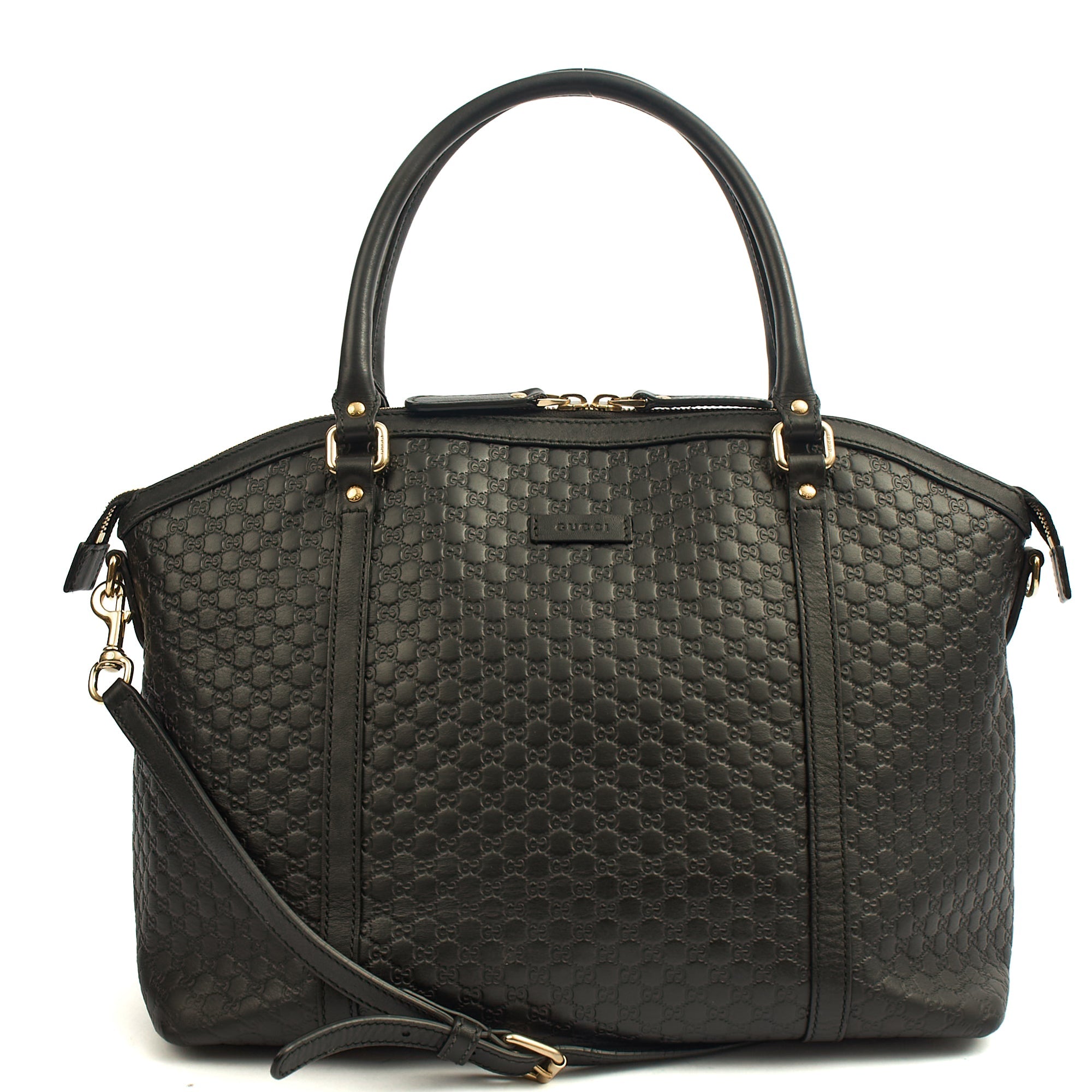 Gucci Cross Body Guccisima Tote in Black, Guccissima — Front View