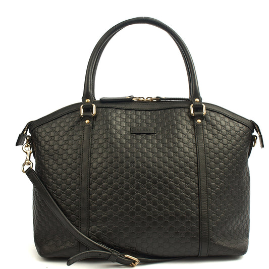 Gucci Cross Body Guccisima Tote in Black, Guccissima — Front View