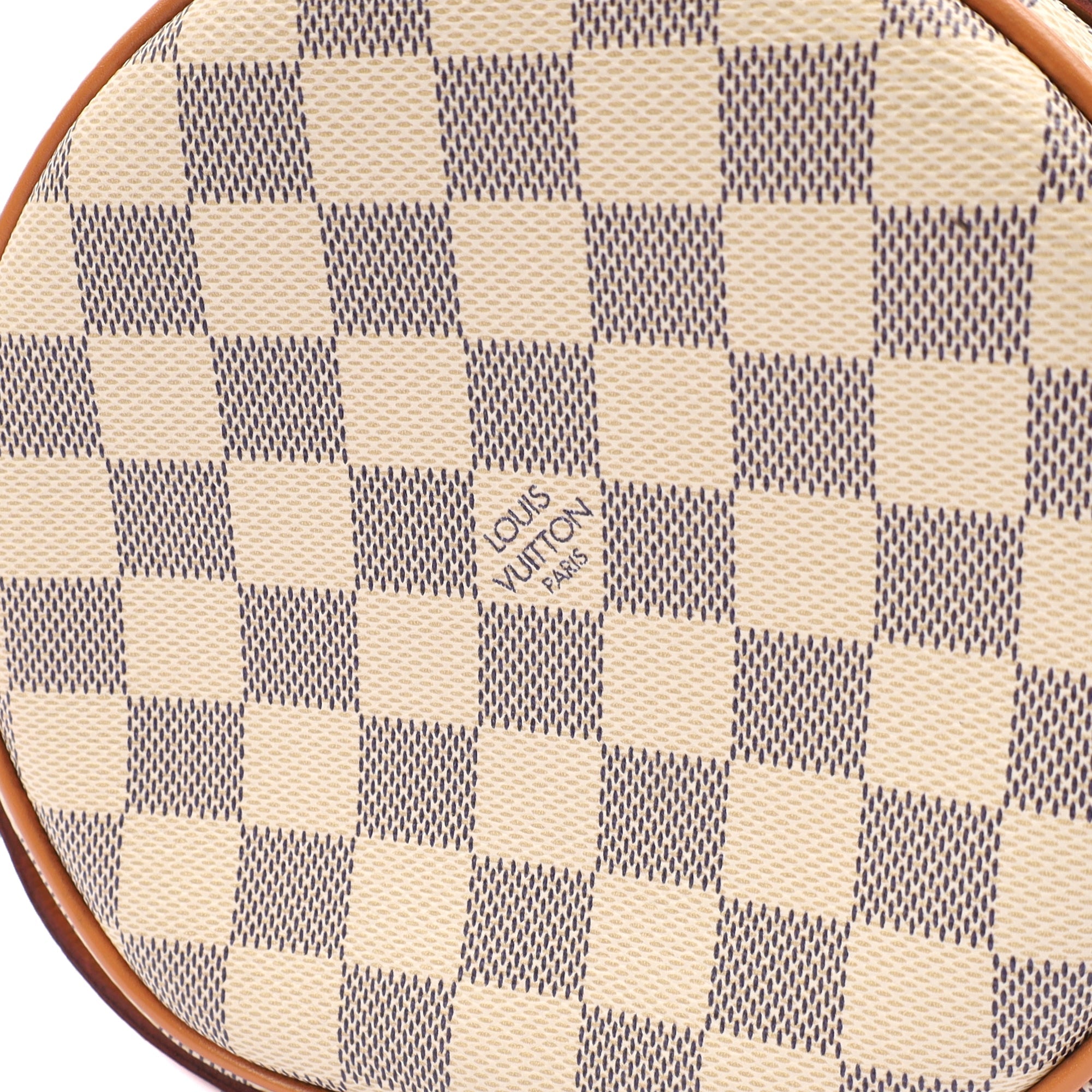Louis Vuitton Cross Body Tambourin in Damier Azur, Canvas — Lifestyle View