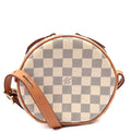 Louis Vuitton Cross Body Tambourin in Damier Azur, Canvas — Front View