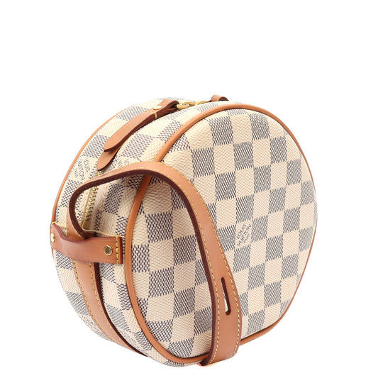 Louis Vuitton Cross Body Tambourin in Damier Azur, Canvas — Side View