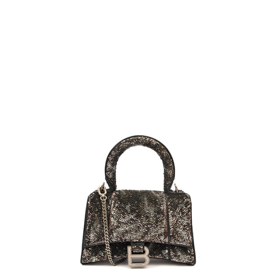 Balenciaga Top Handle Hourglass XS in Metallic, Other — Front View