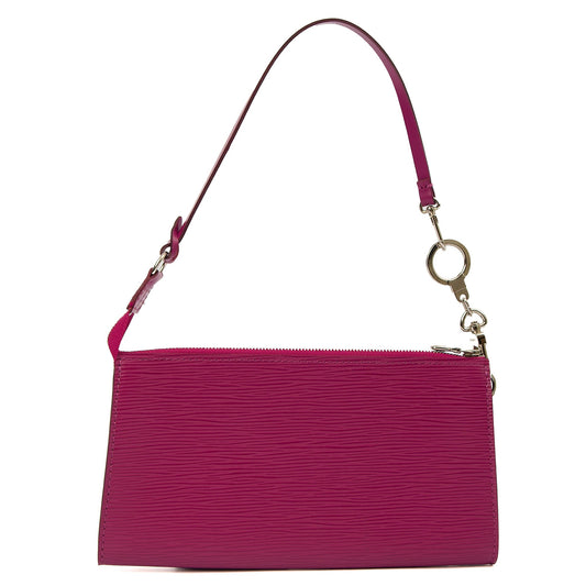 Louis Vuitton Shoulder Bag Pochette in Purple, Epi Leather — Front View