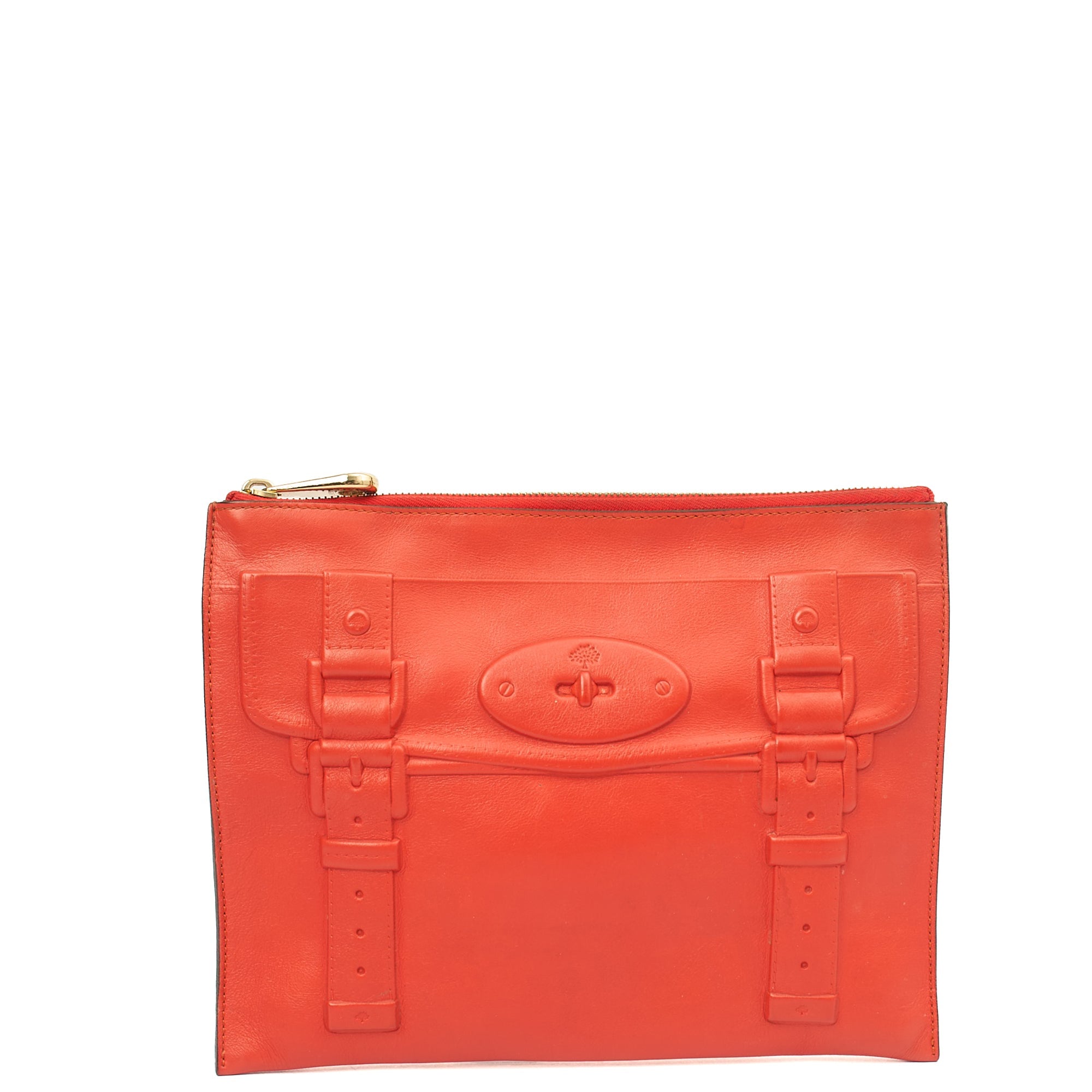 Mulberry Clutch Alexa Clutch in Red, Leather — Front View
