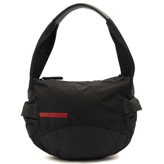Prada Shoulder Bag Nylon Shoulder Bag in Black, Nylon — Front View