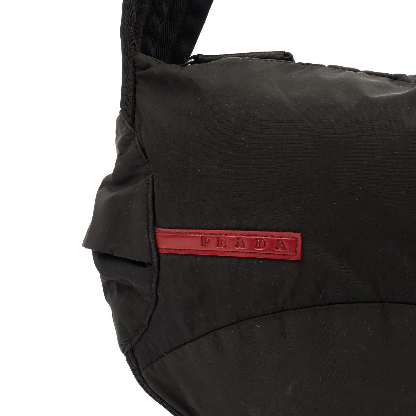 Prada Shoulder Bag Nylon Shoulder Bag in Black, Nylon — Side View