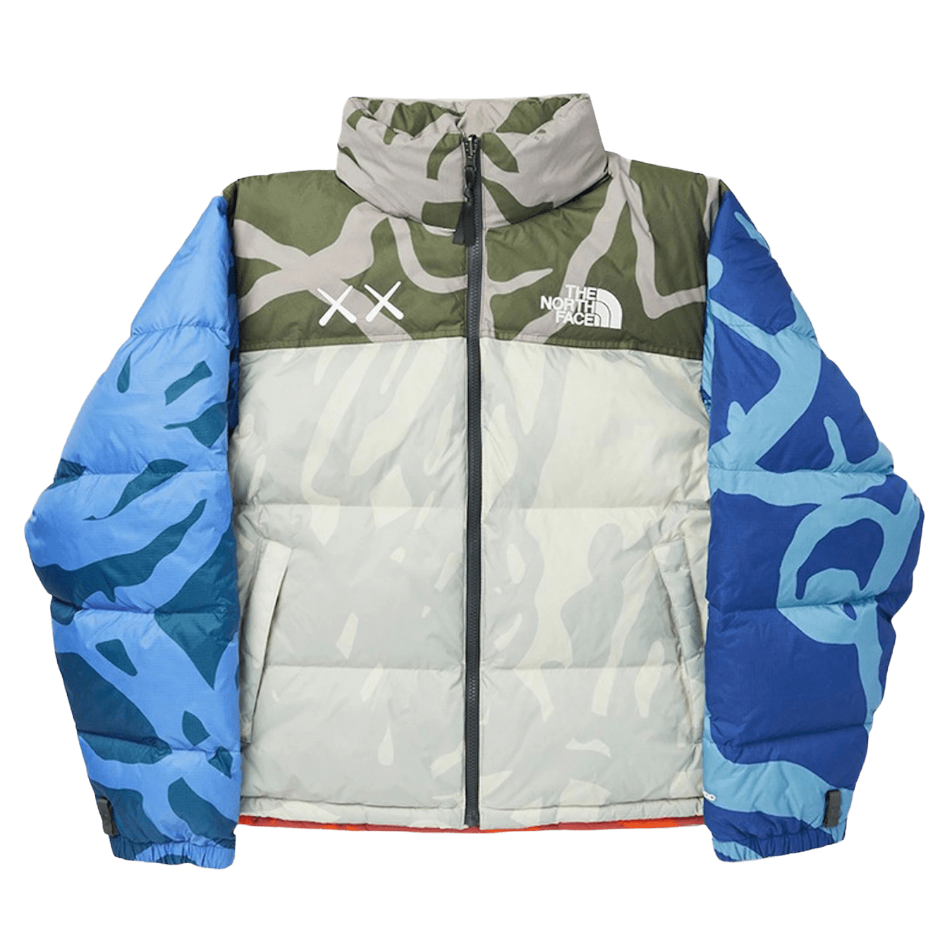 The North Face x KAWS Retro 1996 Nuptse Jacket 'Moonlight Ivory Nuptse Print' — XXS — Front View