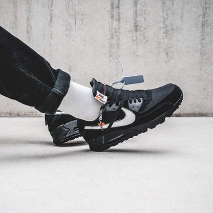 Off-White x Nike Air Max 90 Black — UK 3 | EU 35.5 | US 3.5 — Lifestyle View