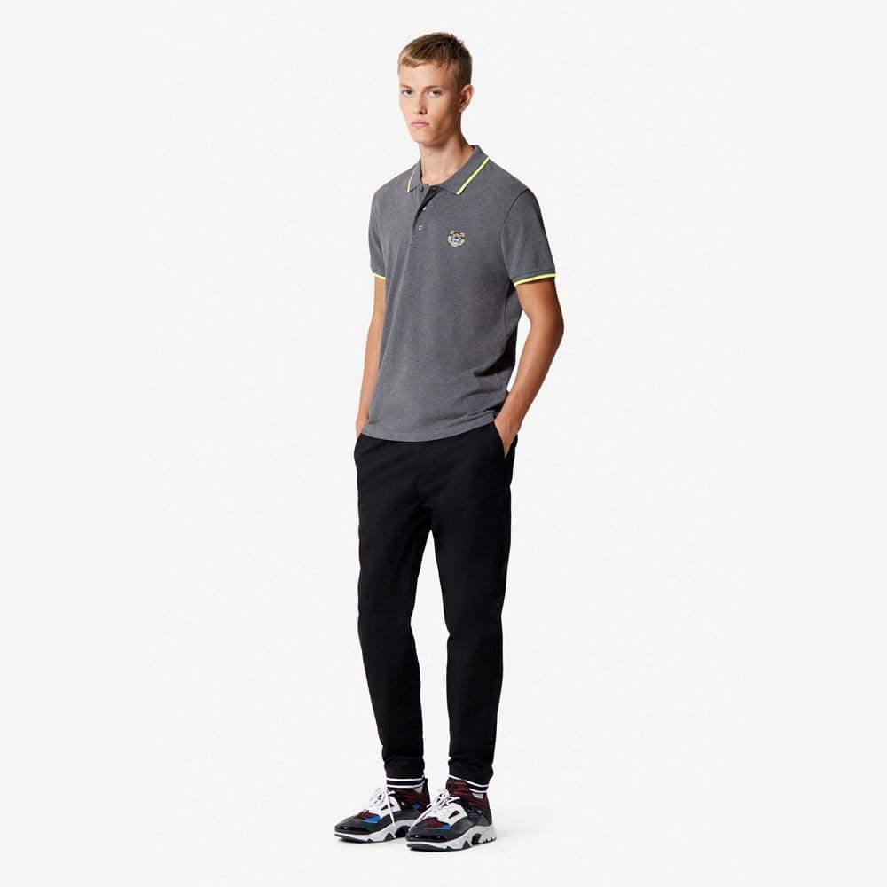 Kenzo Slim Fit Tiger Polo Shirt "Dark Grey" — XXS — Back View