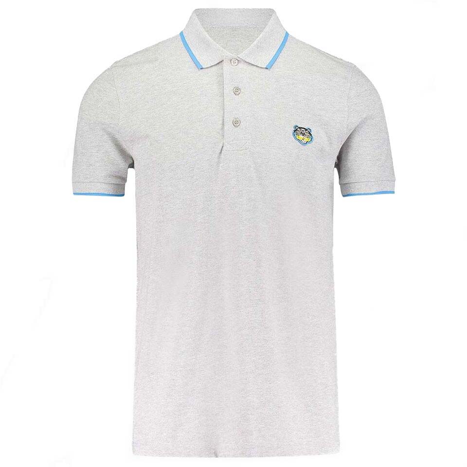 Kenzo Slim Fit Tiger Polo Shirt "Light Grey" — XXS — Front View