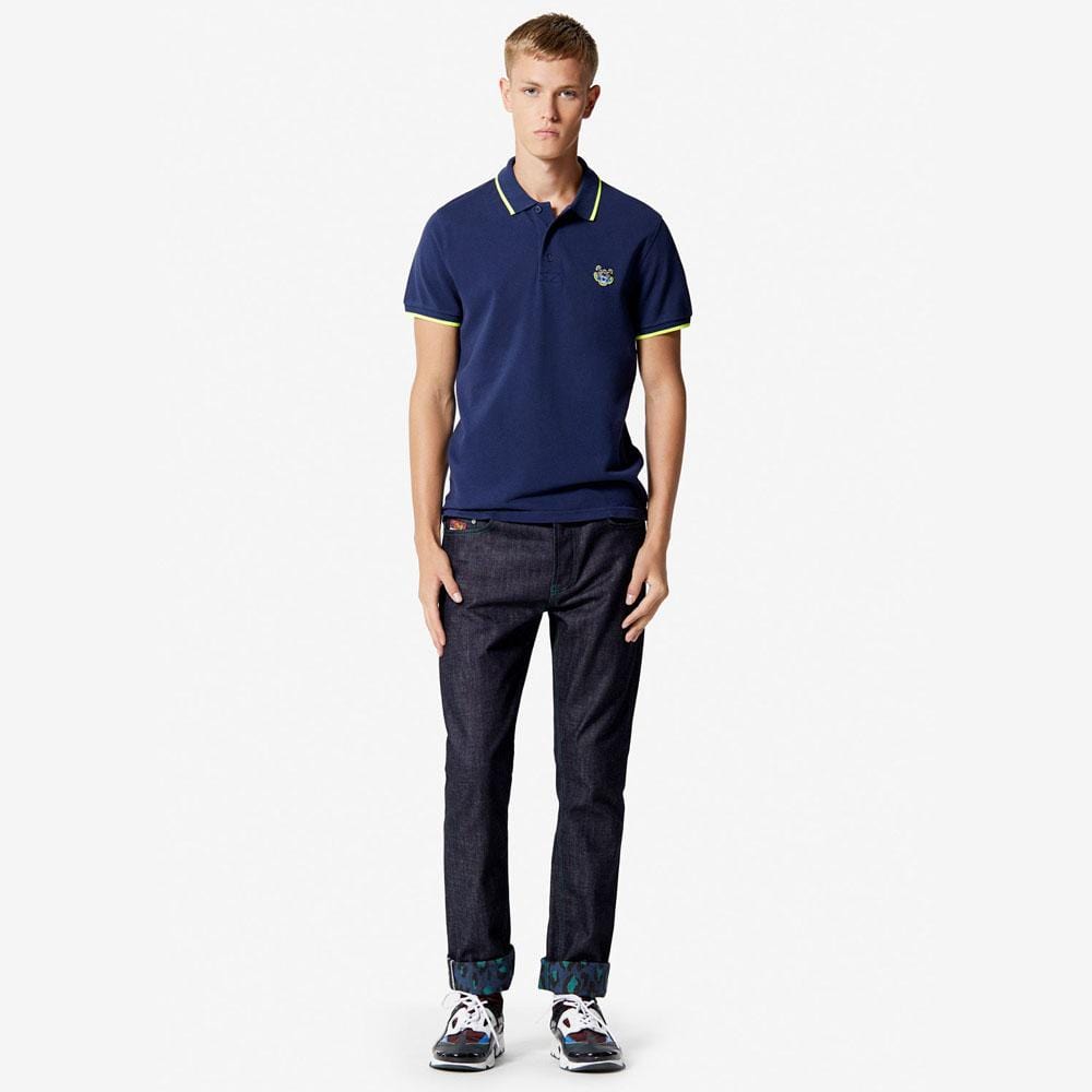 Kenzo Slim Fit Tiger Polo Shirt "Ink" — XXS — Top View