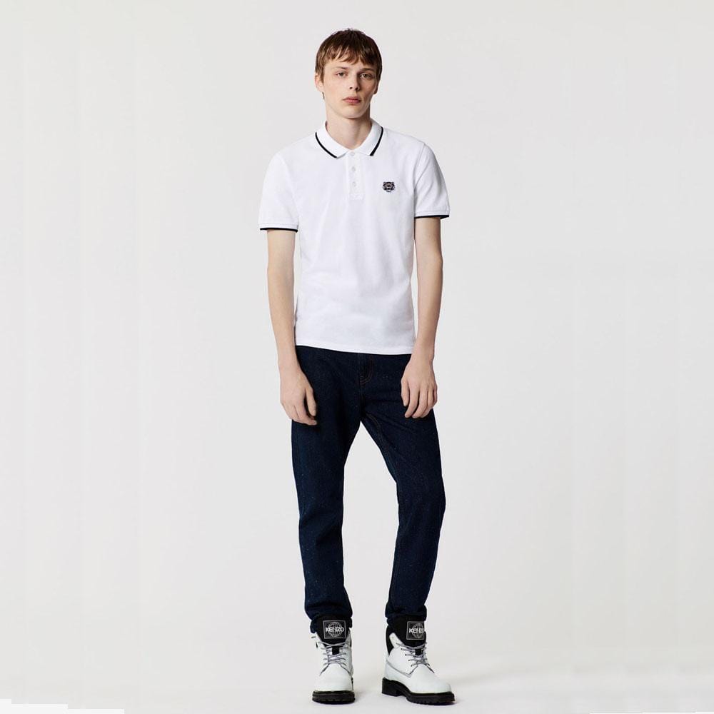 Kenzo Slim Fit Tiger Polo Shirt "White" — XXS — Top View