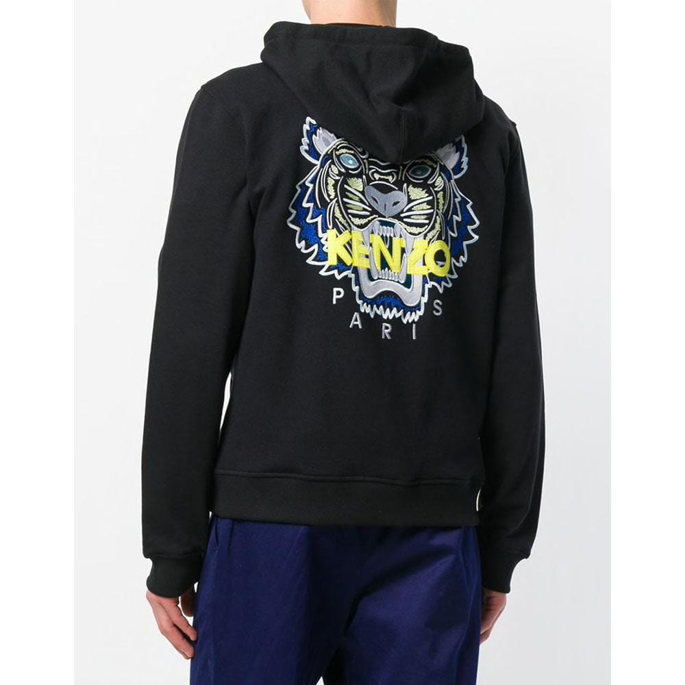 KENZO Tiger zipped hoodie Black — XXS — Top View