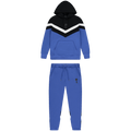 Trapstar V Stripe Hoodie Tracksuit-Blue/Black/White — XXS — Front View