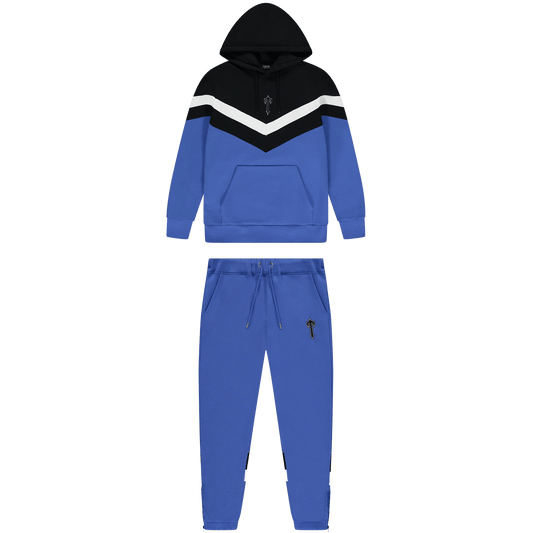 Trapstar V Stripe Hoodie Tracksuit-Blue/Black/White — XXS — Front View
