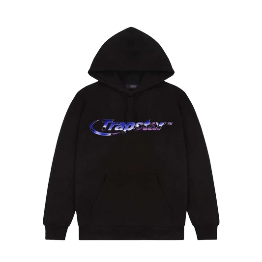 Trapstar Liquid Chrome Hyperdrive Hoodie - Black — XXS — Front View