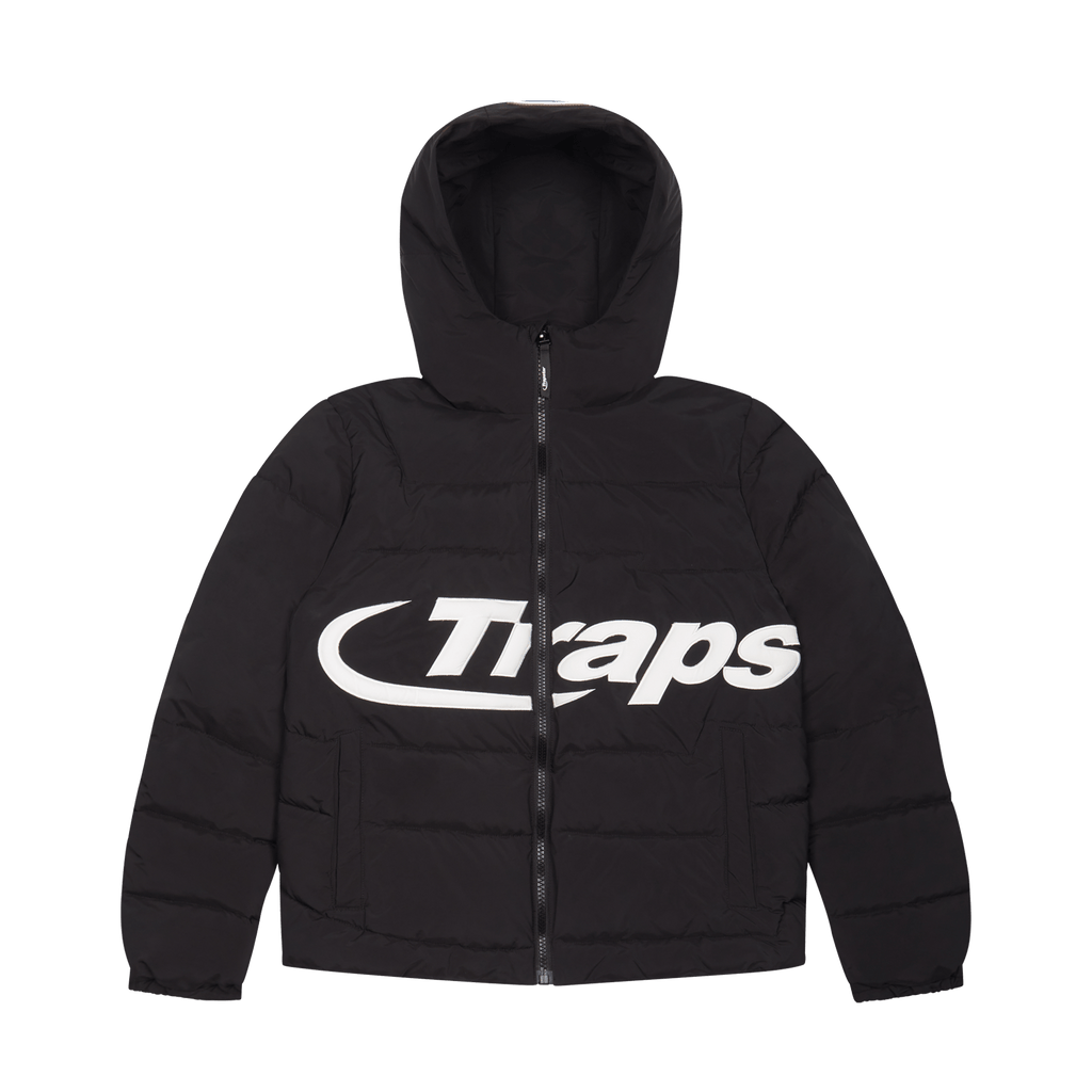 Trapstar Hyperdrive Hooded Puff Puffer - Black — XXS — Front View
