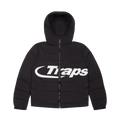 Trapstar Hyperdrive Hooded Puff Puffer - Black — XXS — Front View