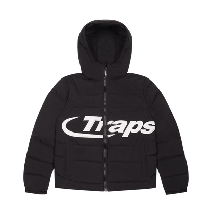 Trapstar Hyperdrive Hooded Puff Puffer - Black — XXS — Front View