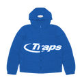 Trapstar Hyperdrive Hooded Puff Puffer - Blue/White — XXS — Front View