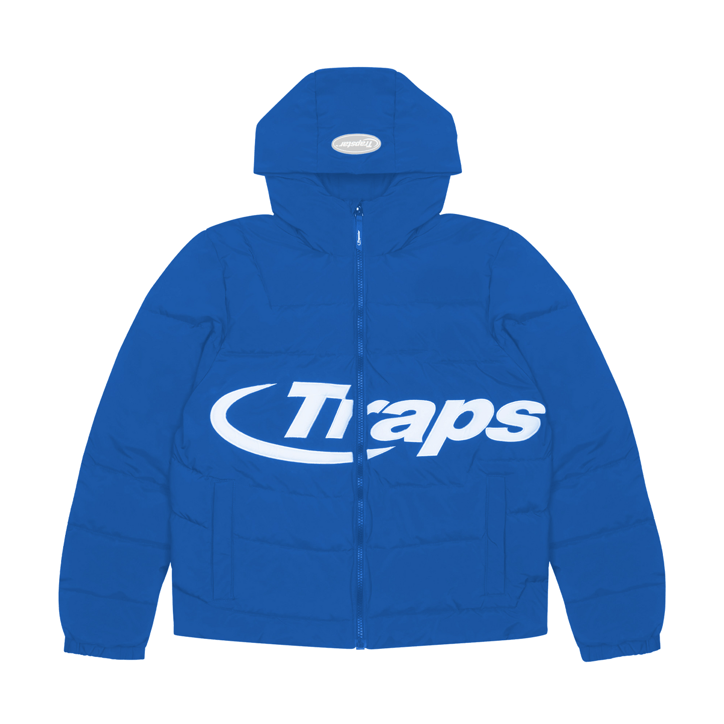 Trapstar Hyperdrive Hooded Puff Puffer - Blue/White — XXS — Front View