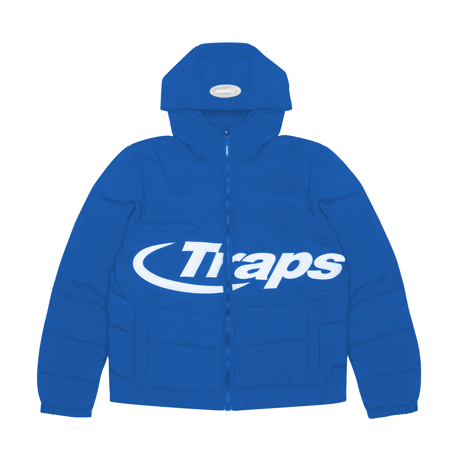 Trapstar Hyperdrive Hooded Puff Puffer - Blue/White — XXS — Front View