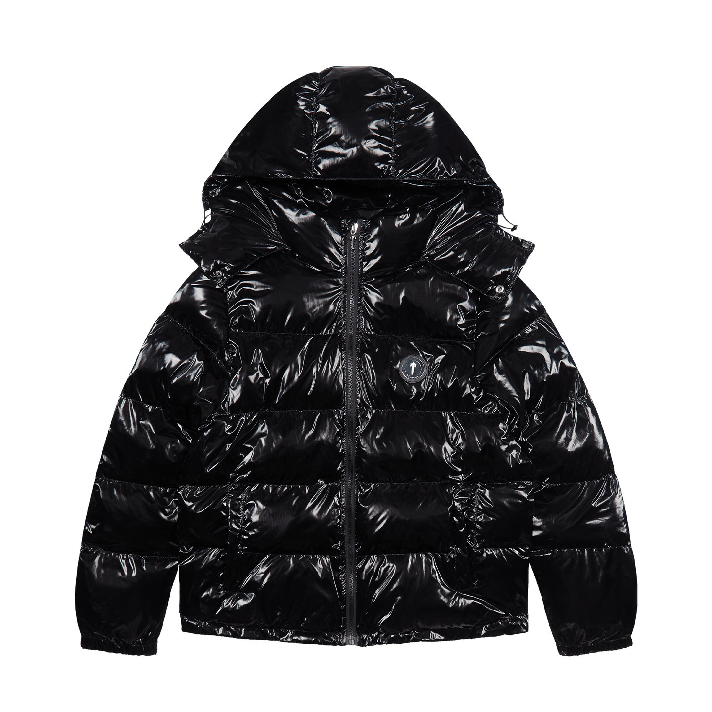 Trapstar Irongate Detachable Hooded Puffer Jacket - Shiny Black — XXS — Front View