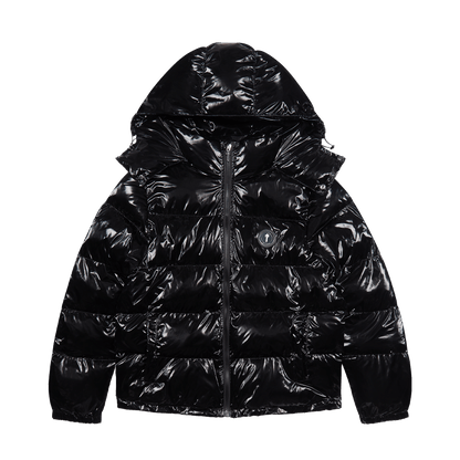 Trapstar Irongate Detachable Hooded Puffer Jacket - Shiny Black — XXS — Front View
