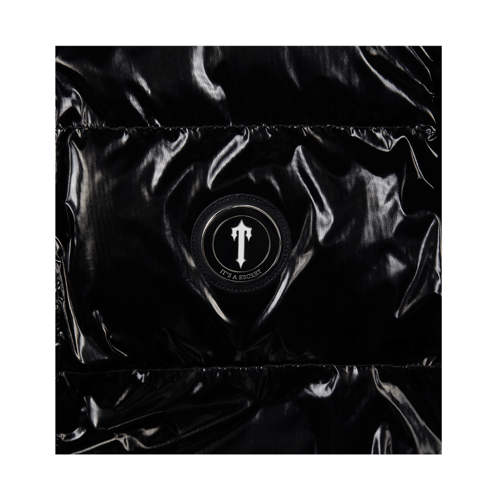 Trapstar Irongate Detachable Hooded Puffer Jacket - Shiny Black — XXS — Back View