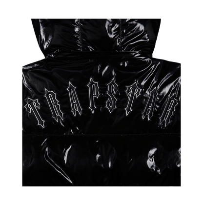 Trapstar Irongate Detachable Hooded Puffer Jacket - Shiny Black — XXS — Top View