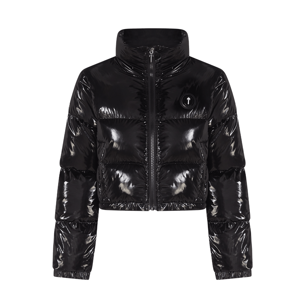 Trapstar Women's Irongate Puffer Jacket - Shiny Black — XXS — Front View