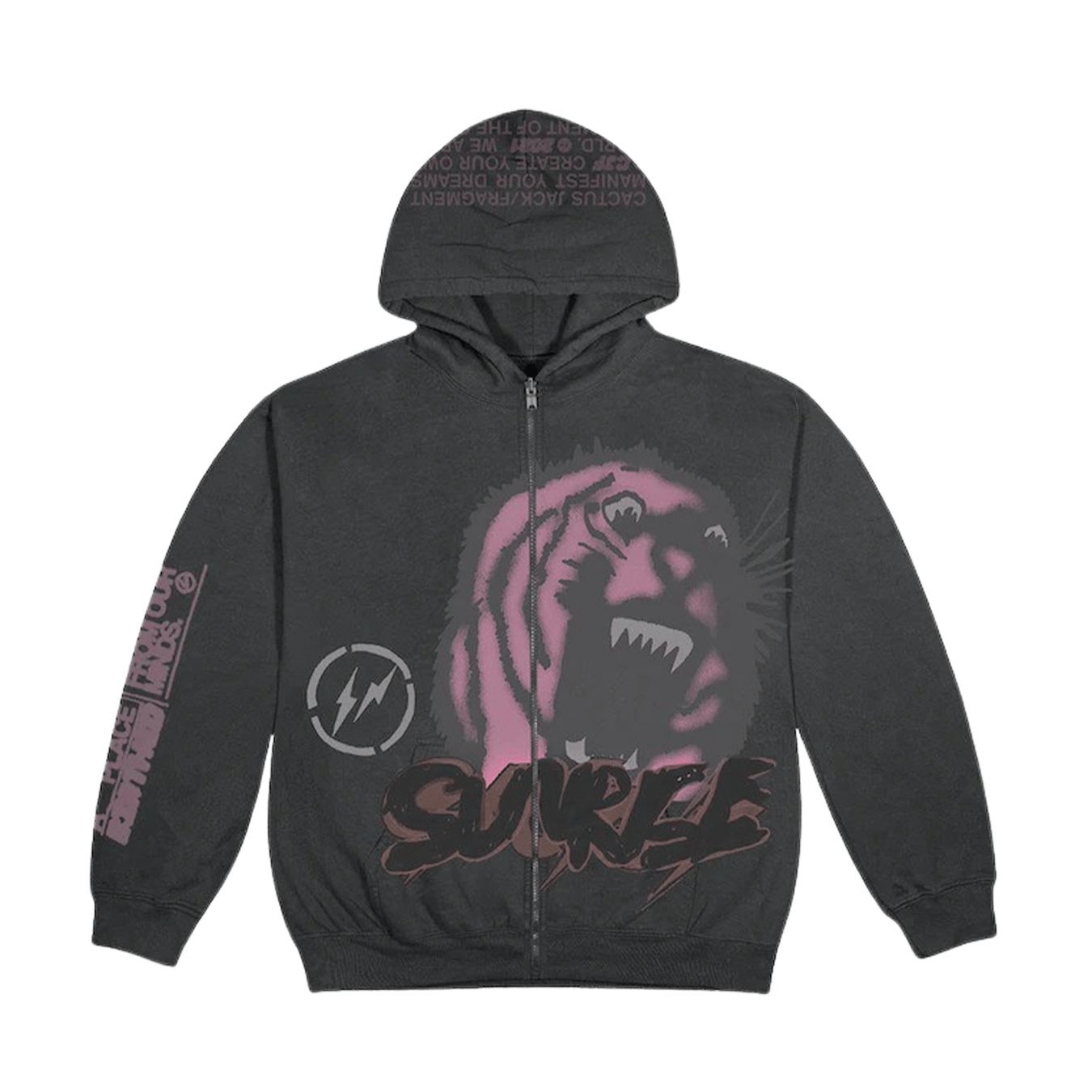 Travis Scott Cactus Jack For Fragment Sunrise Zip Up Hoodie 'Black' — XXS — Front View