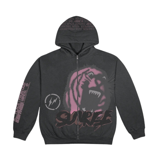 Travis Scott Cactus Jack For Fragment Sunrise Zip Up Hoodie 'Black' — XXS — Front View