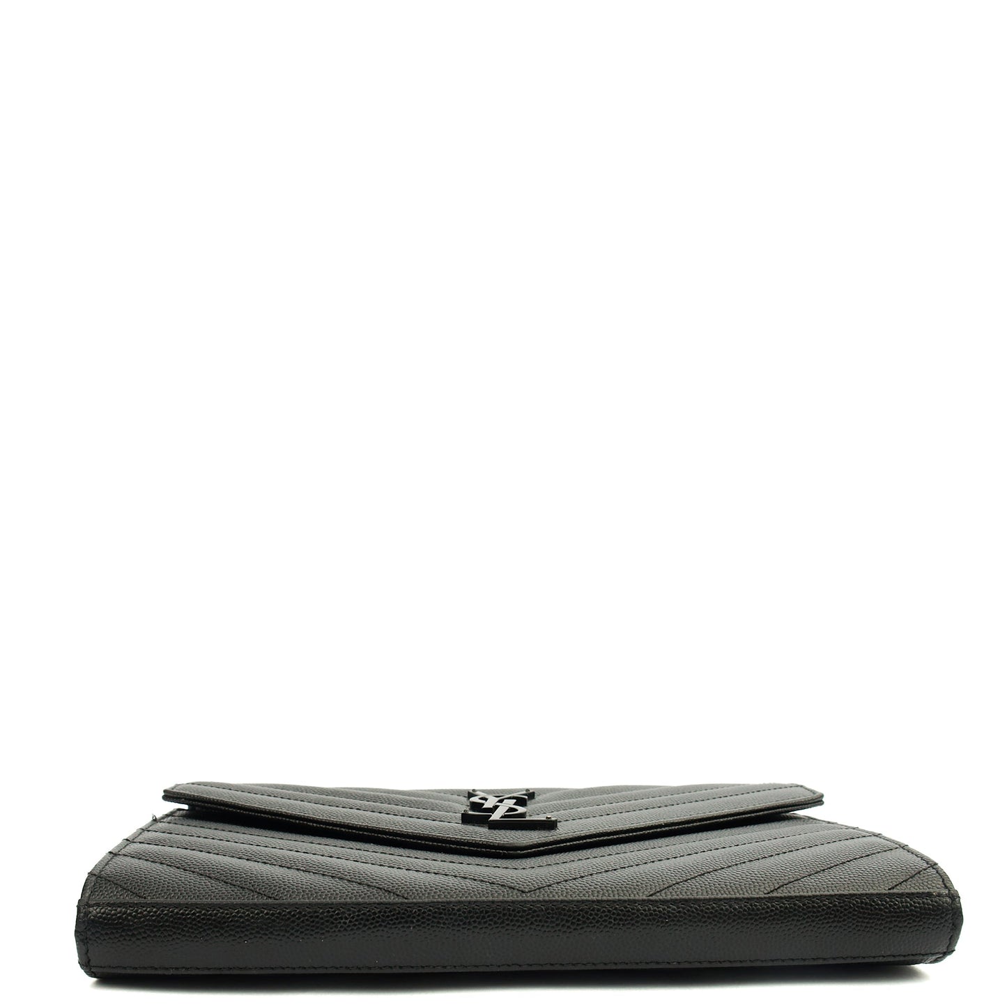 Saint Laurent Cross Body Envelope Chain Wallet in Black, Leather — Top View