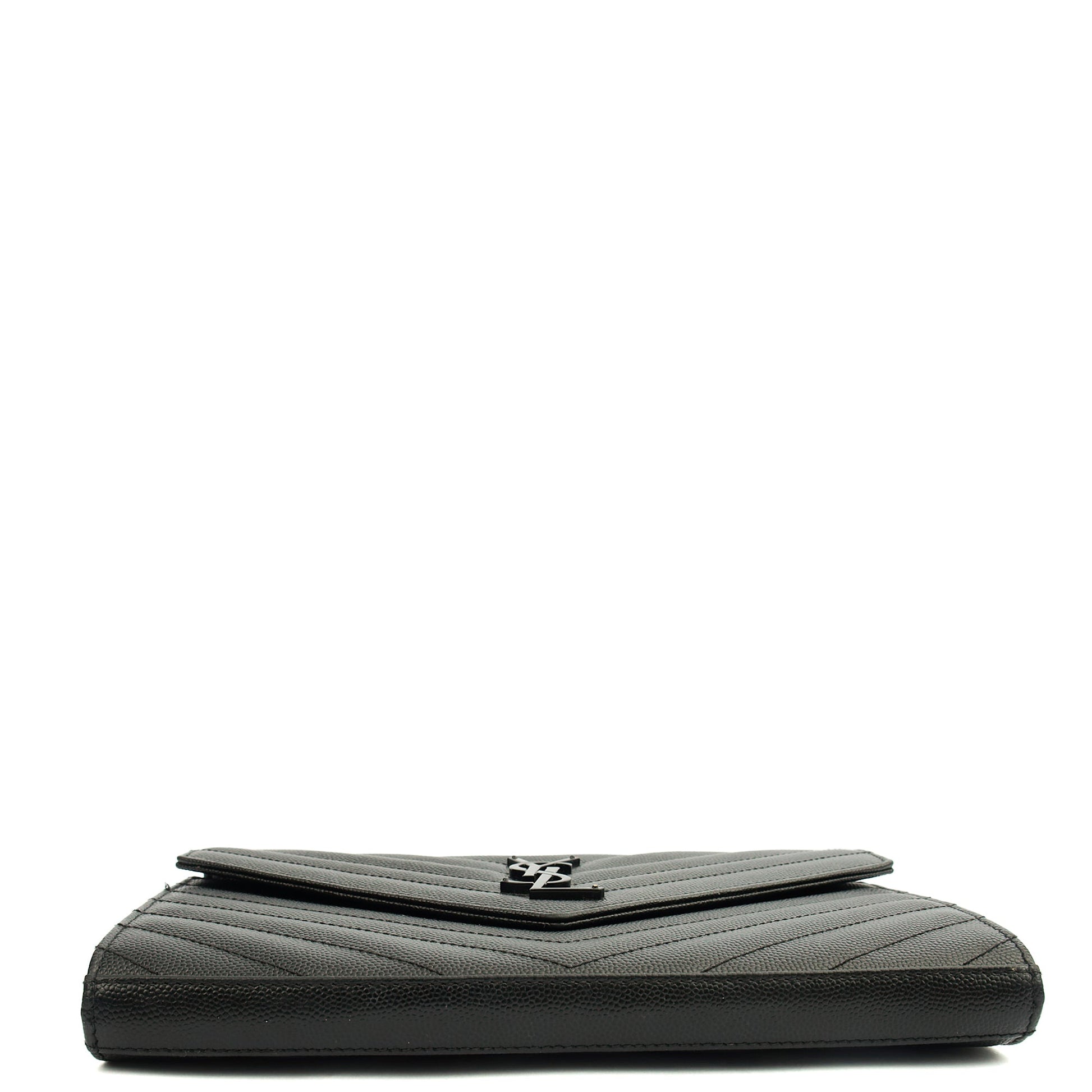 Saint Laurent Cross Body Envelope Chain Wallet in Black, Leather — Top View