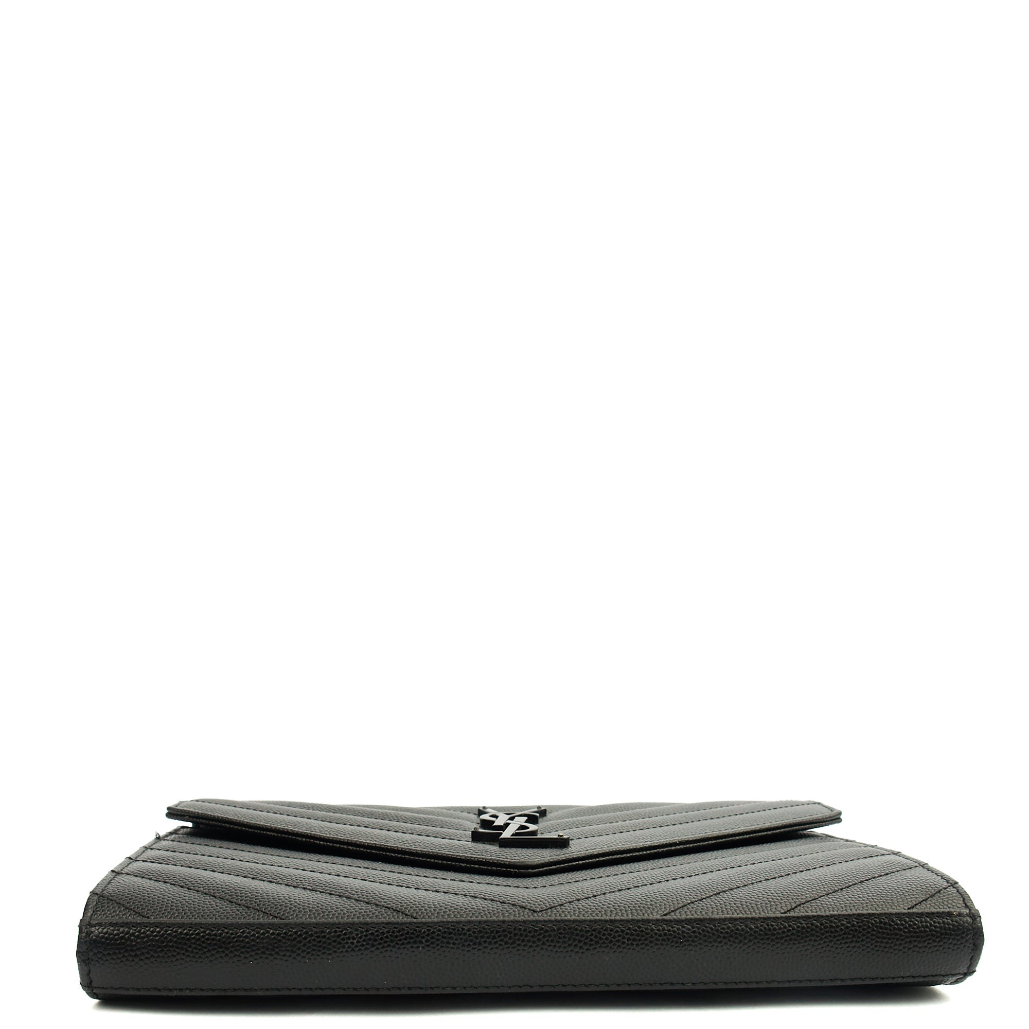 Saint Laurent Cross Body Envelope Chain Wallet in Black, Leather — Top View