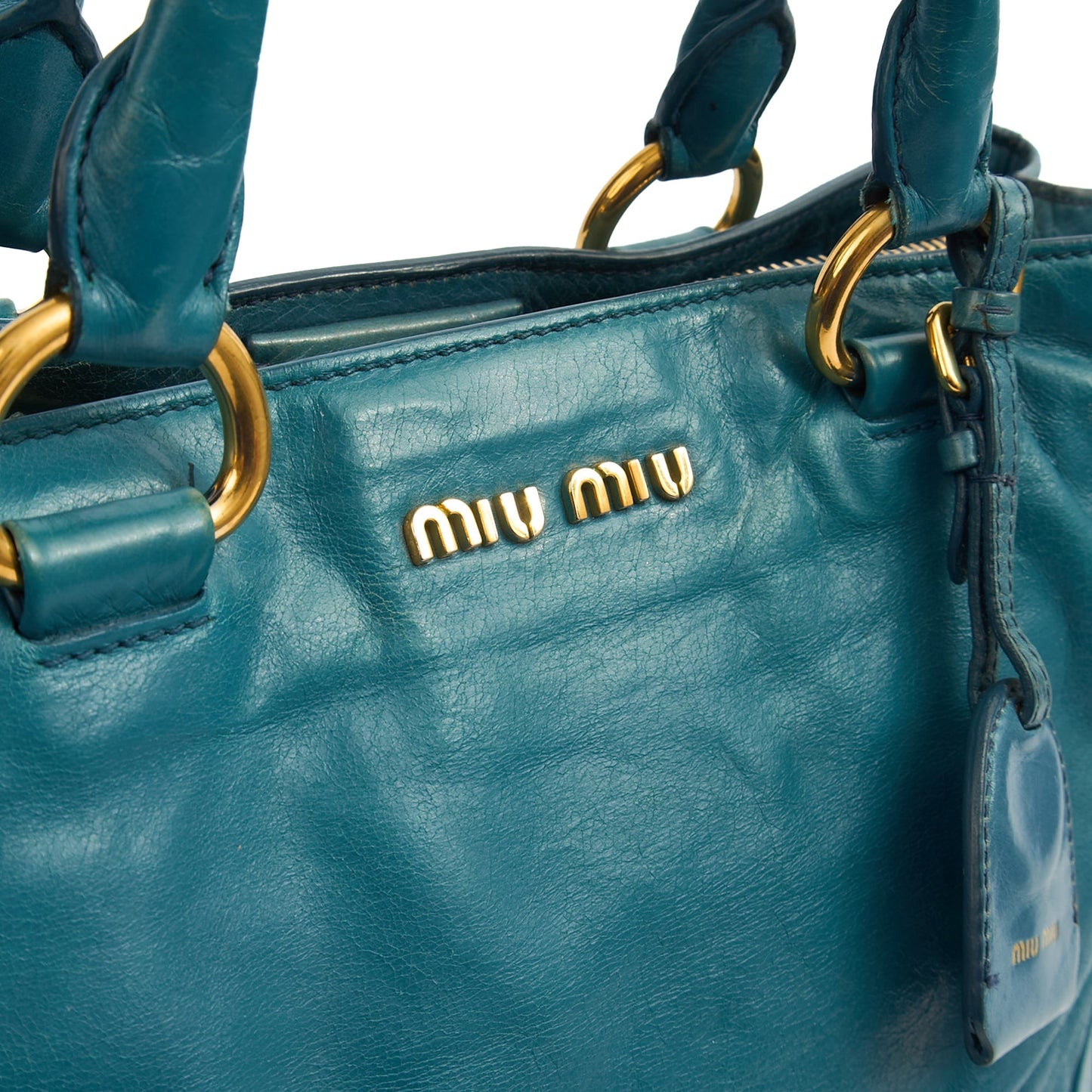 Miu Miu Tote Tote in Blue, Exotic Effect Leather — Alternate View 9