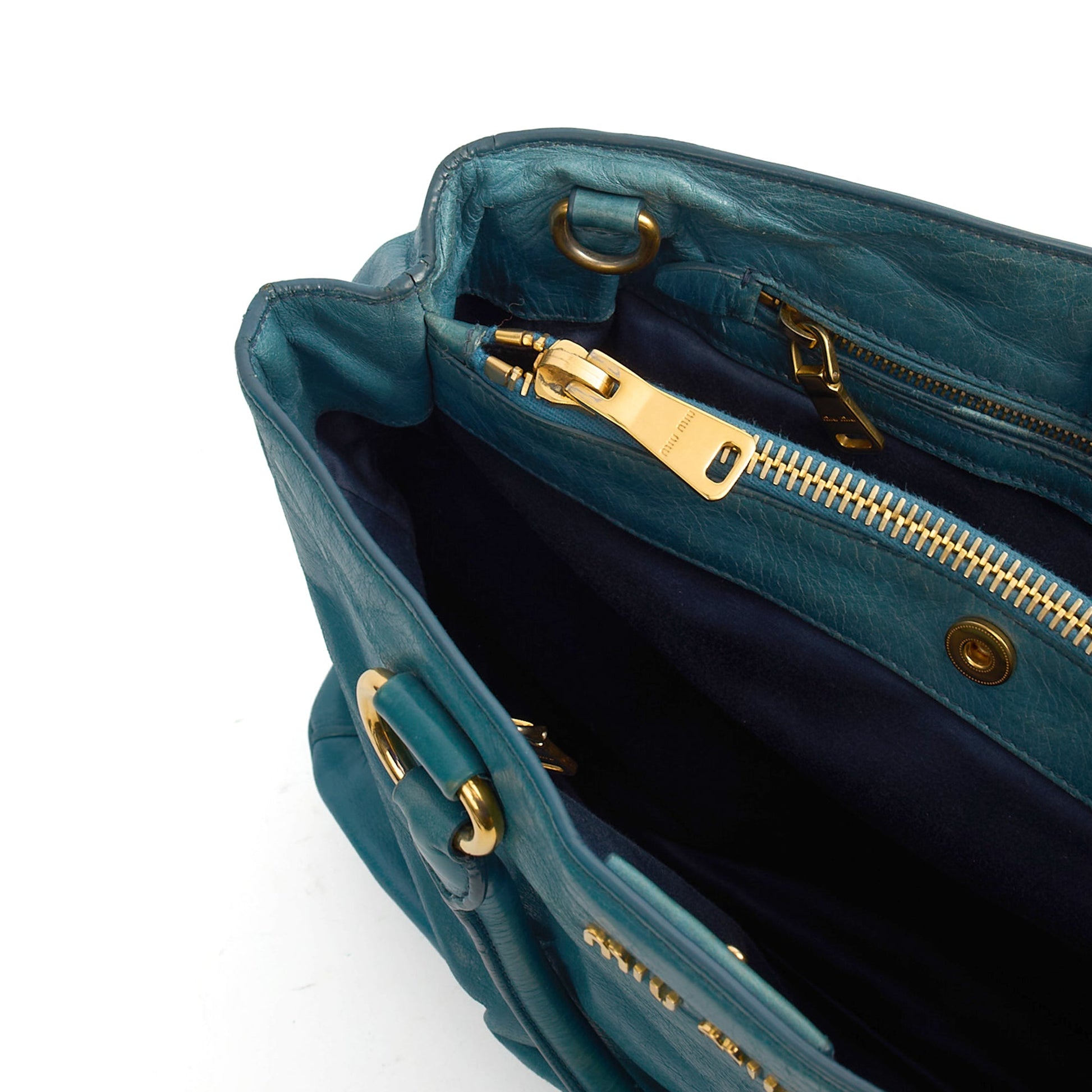 Miu Miu Tote Tote in Blue, Exotic Effect Leather — Alternate View 7
